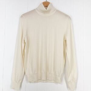 Tilley Merino Wool Turtleneck Sweater Stretch Layer * flaws * Size Medium Cream